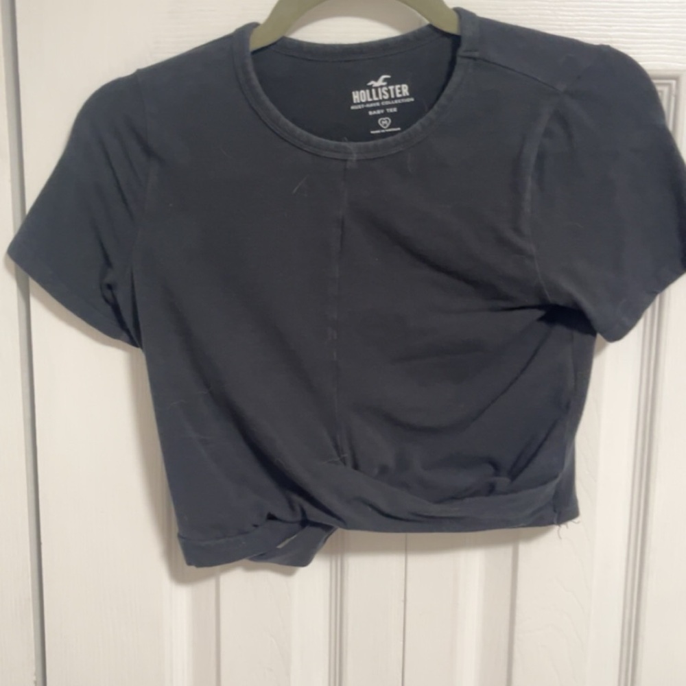 Hollister Black Crop Top With Twist Detailing